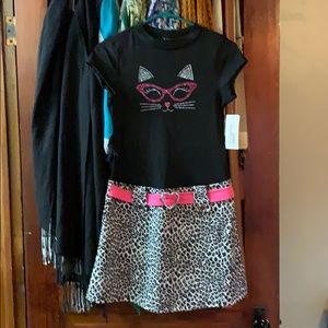 Pink and violet black pink white gray dress